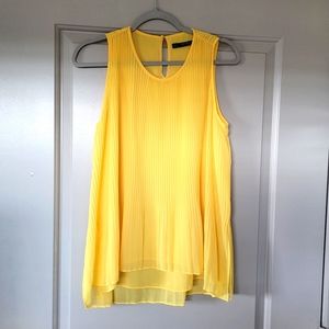 Zara Yellow Pleated Sleeveless Blouse Size-Small